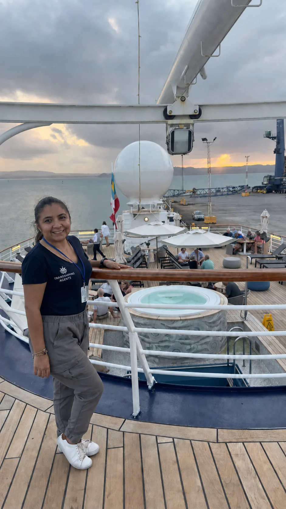Ana Diaz assisting onboard a vessel in Panama